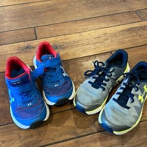 Lot of 2 Under Armour tennis shoes size 13 boys. In good condition.